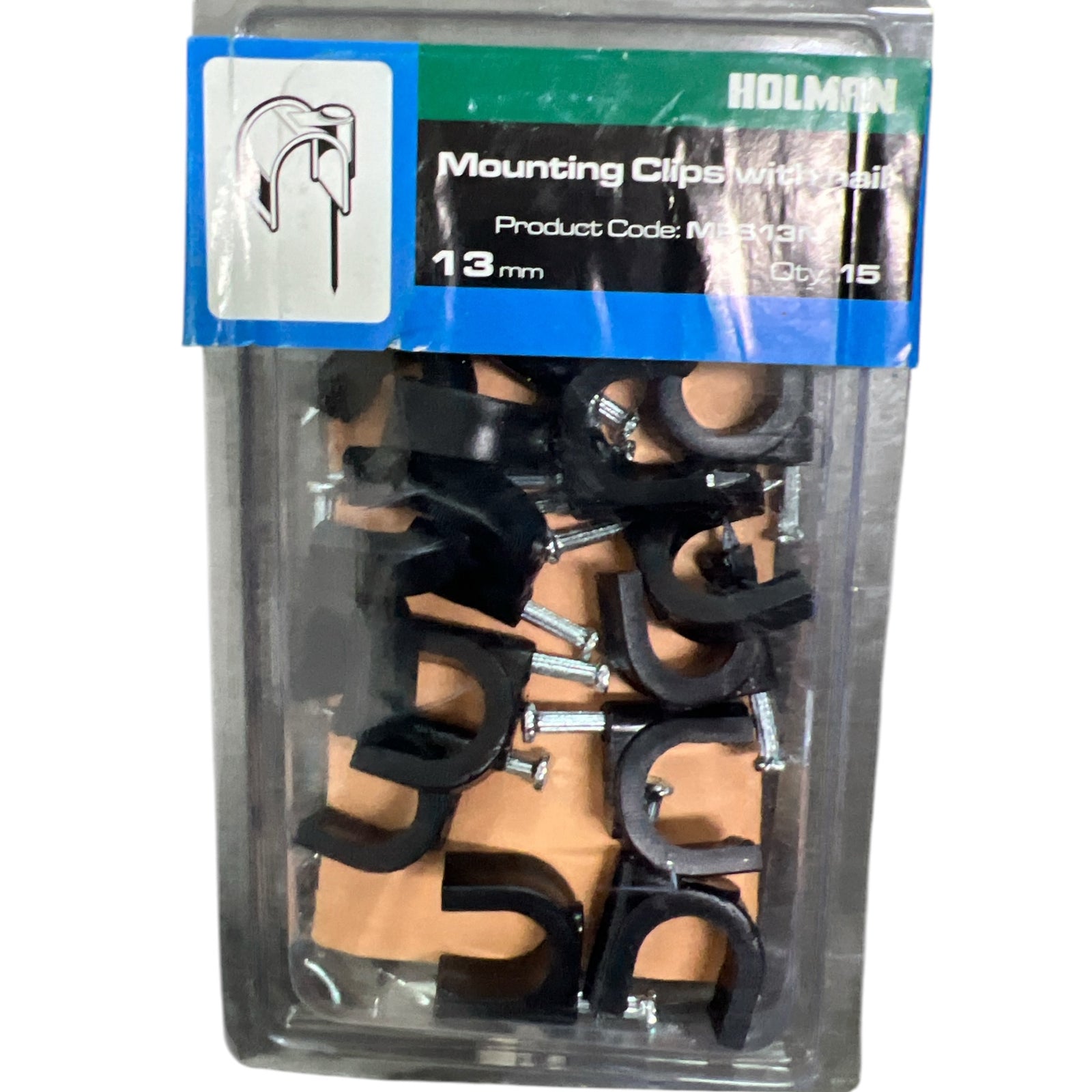 Holman 13mm Saddle Clip With Nail - 15 Pack