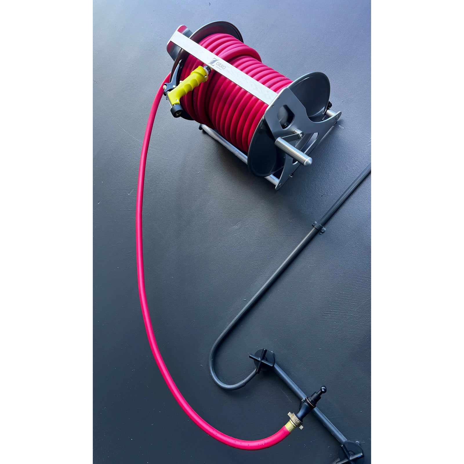 Barfell High Temp Hose ZORRO SS Reel option of Dixon Yellow Hot Water Pistol