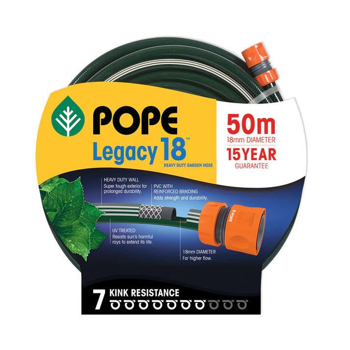 POPE Legacy Garden Hose with Fittings 18mm x 50mt CLEARANCE