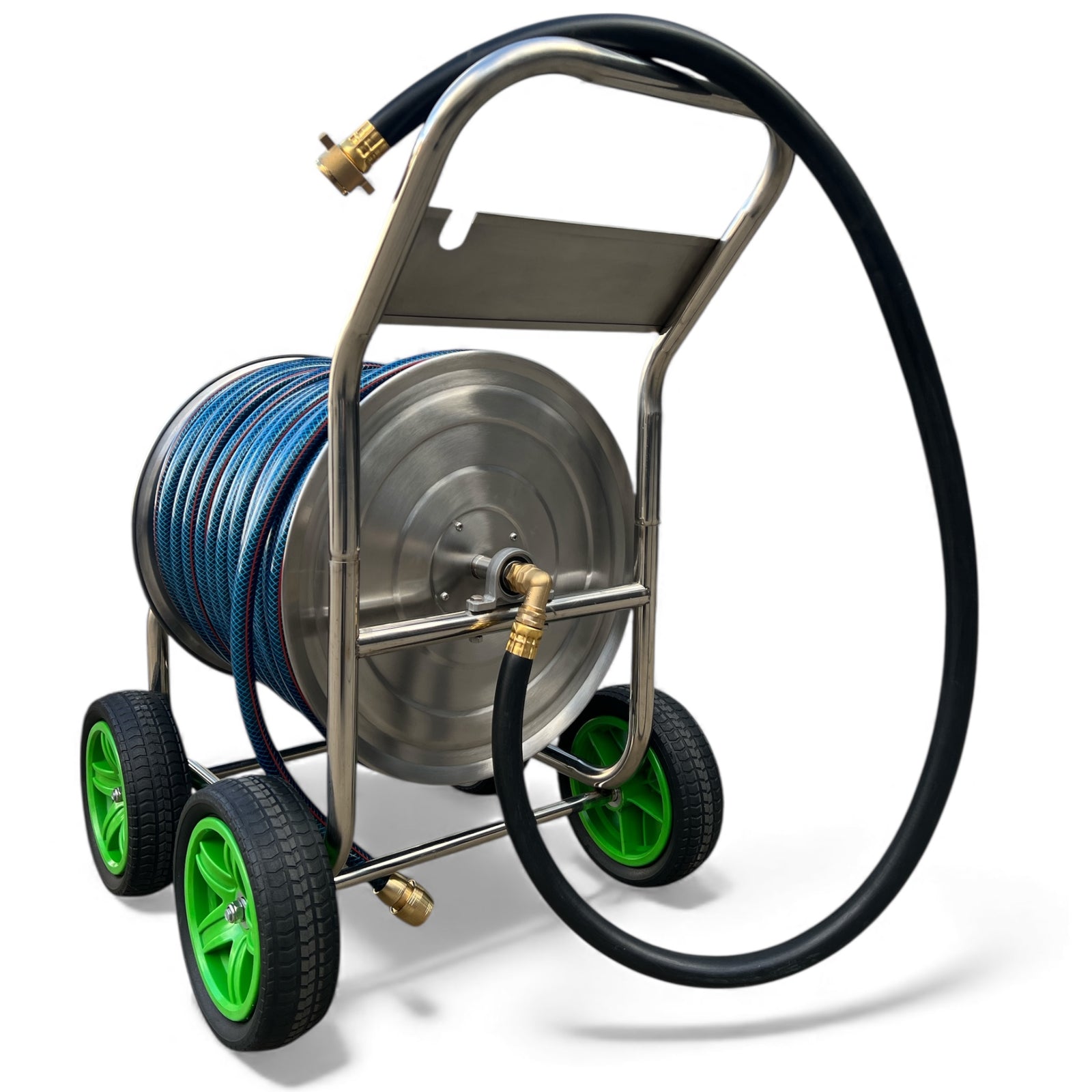 ZORRO Stainless Steel 4 Wheel Trolley with Ozflex Hose & Brass Connector