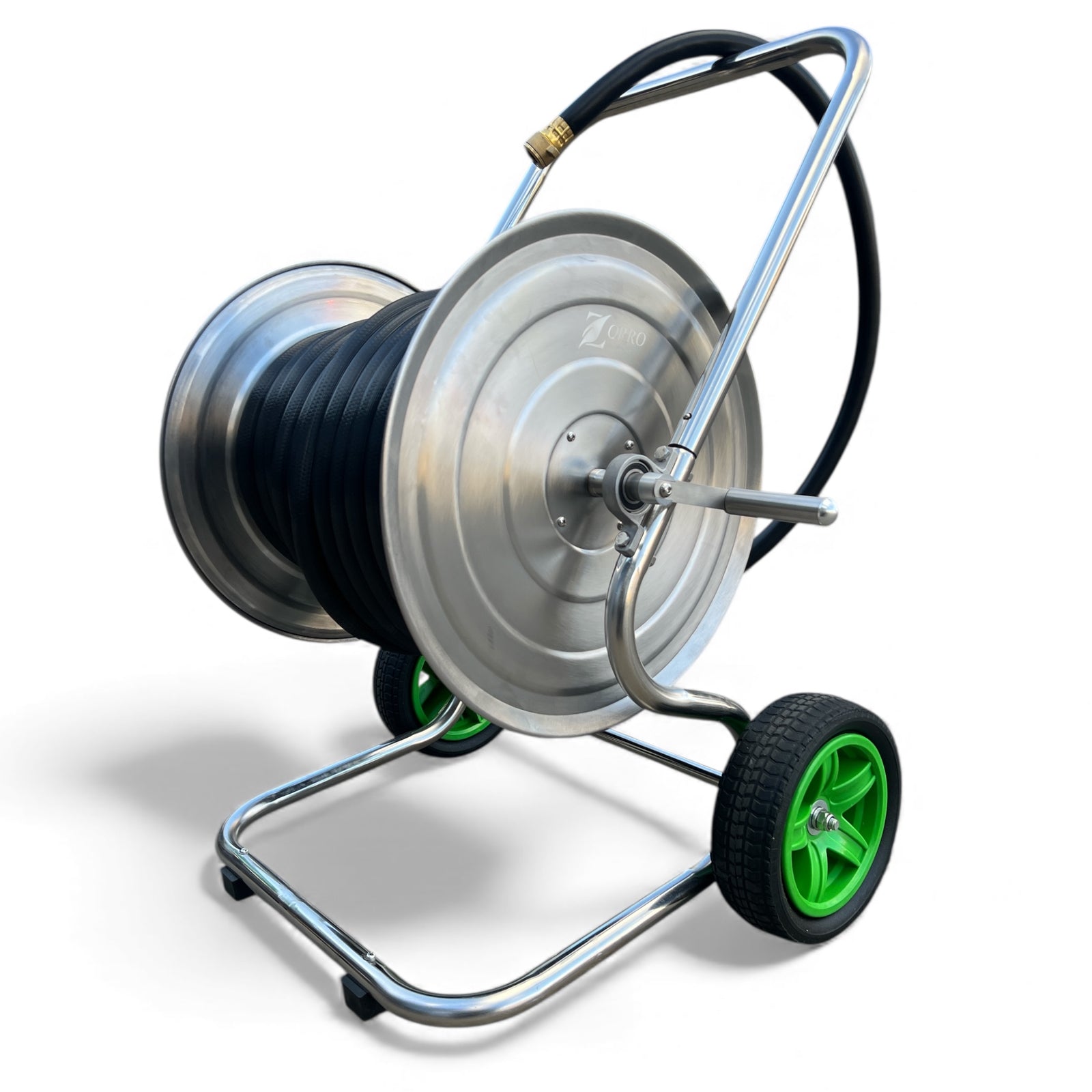 ZORRO Stainless Steel 2 Wheel Hose Cart with First Class Fire Hose