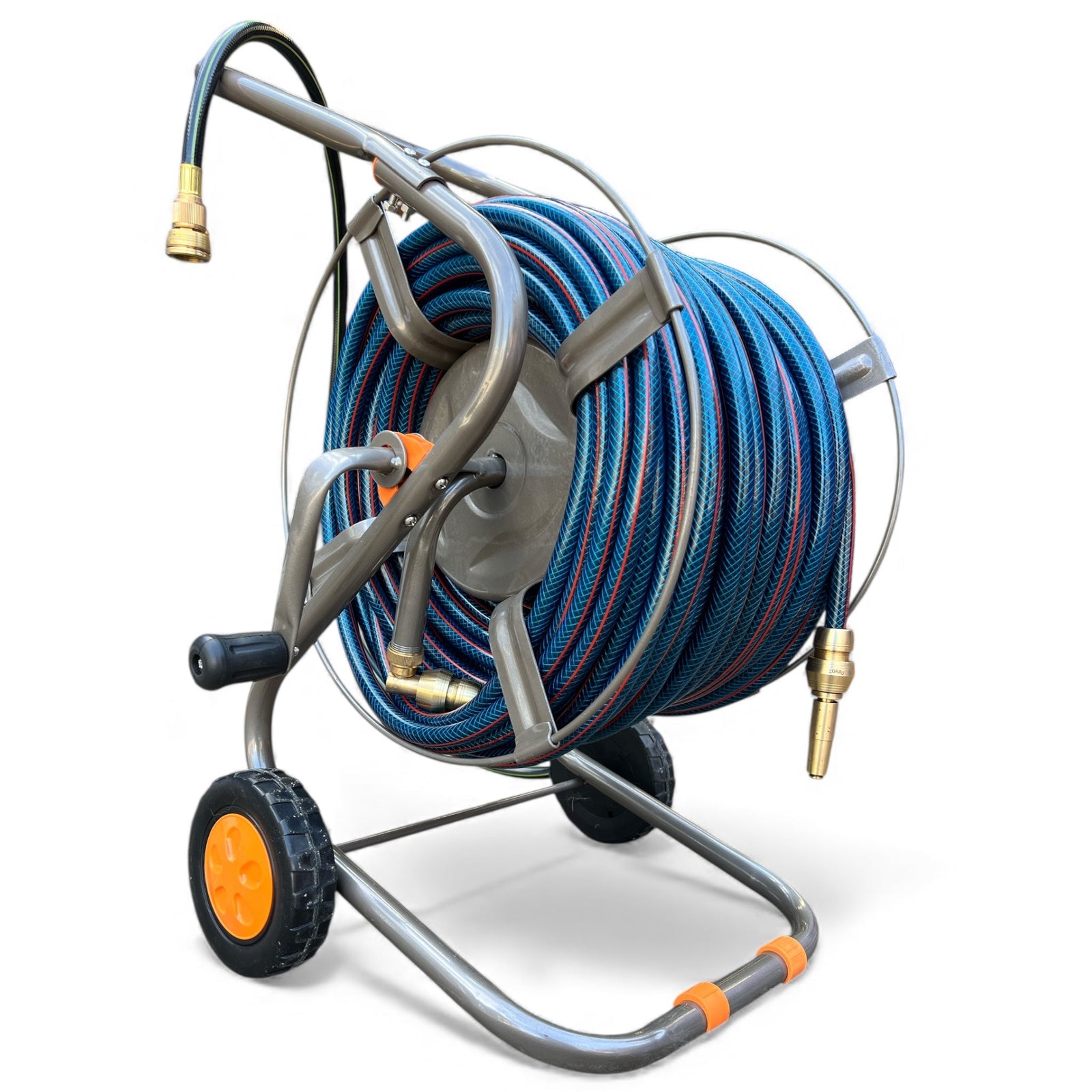 AIFA Hose Reel & Ozflex Garden Hose Bundle Brass Fittings & Nozzle 12mm - Hose Factory