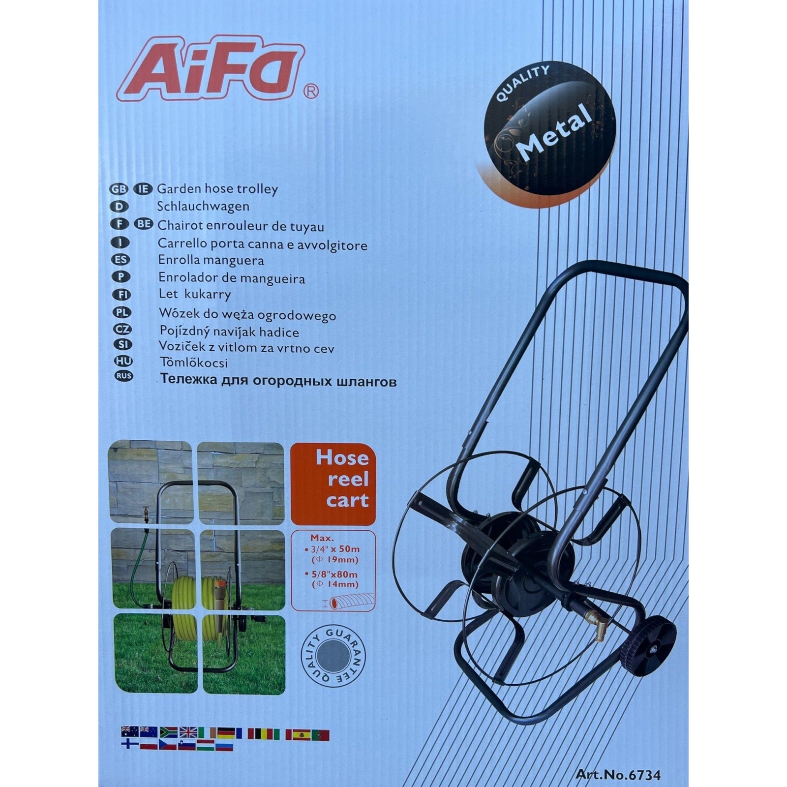 Aifa Steel 2 Wheel Hose Cart with extension Hose 12mm - Hose Factory