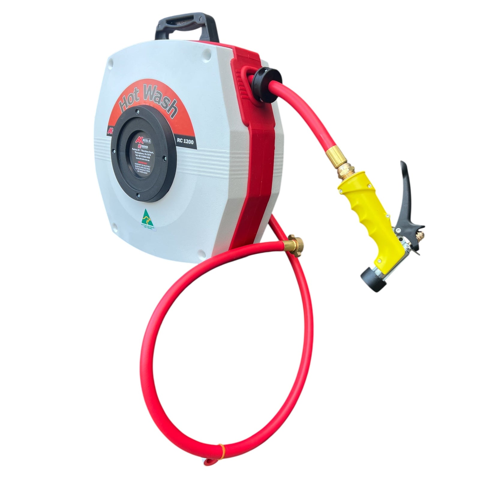AK REELS Hot Wash Retractable Hose Reel Kit with Dixon Gun 12mm x 15mt - Hose Factory