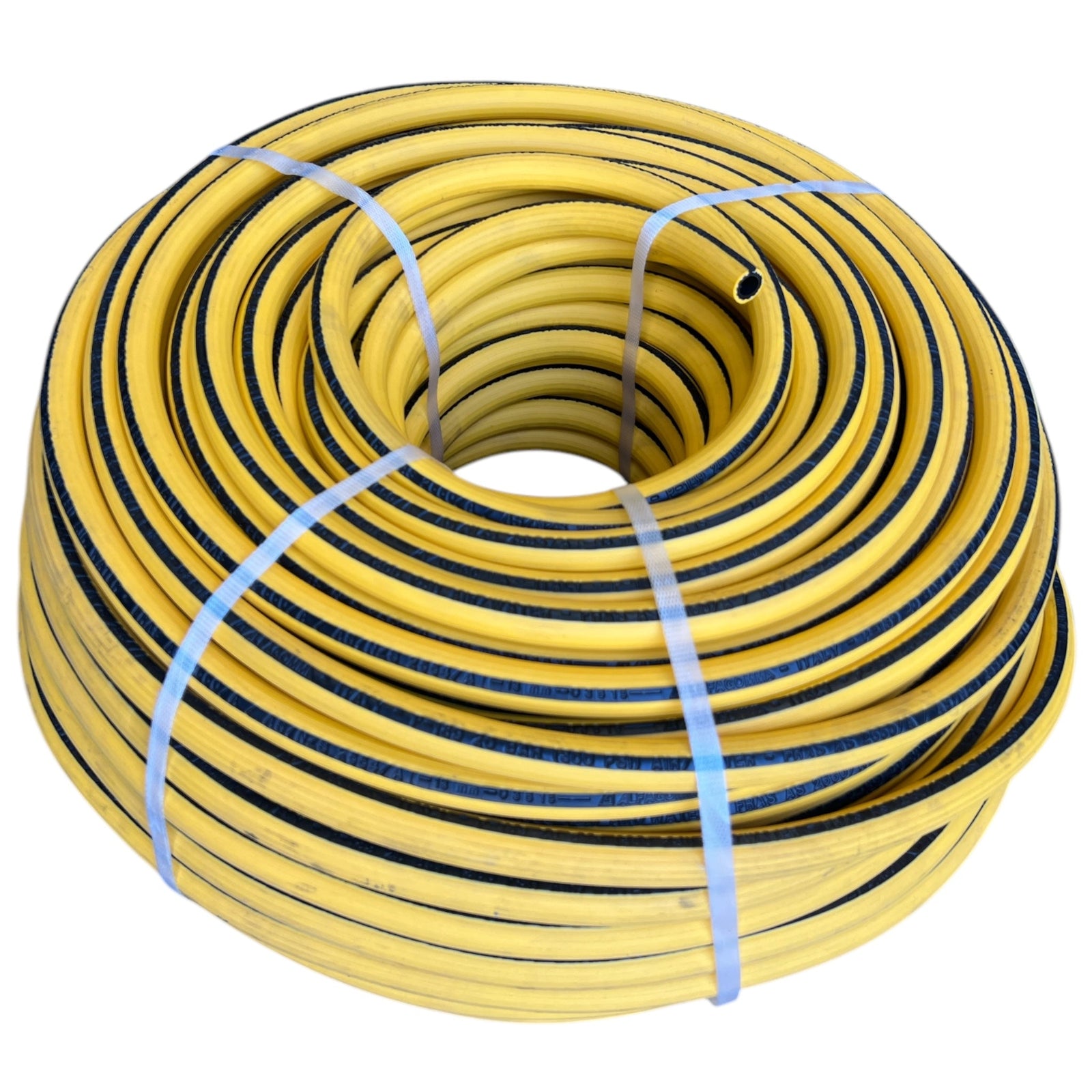 ALFAGOMMA P-189 FRAS Hose AS 2660/B 100mt x 13mm coiled yellow and black hose for industrial use.