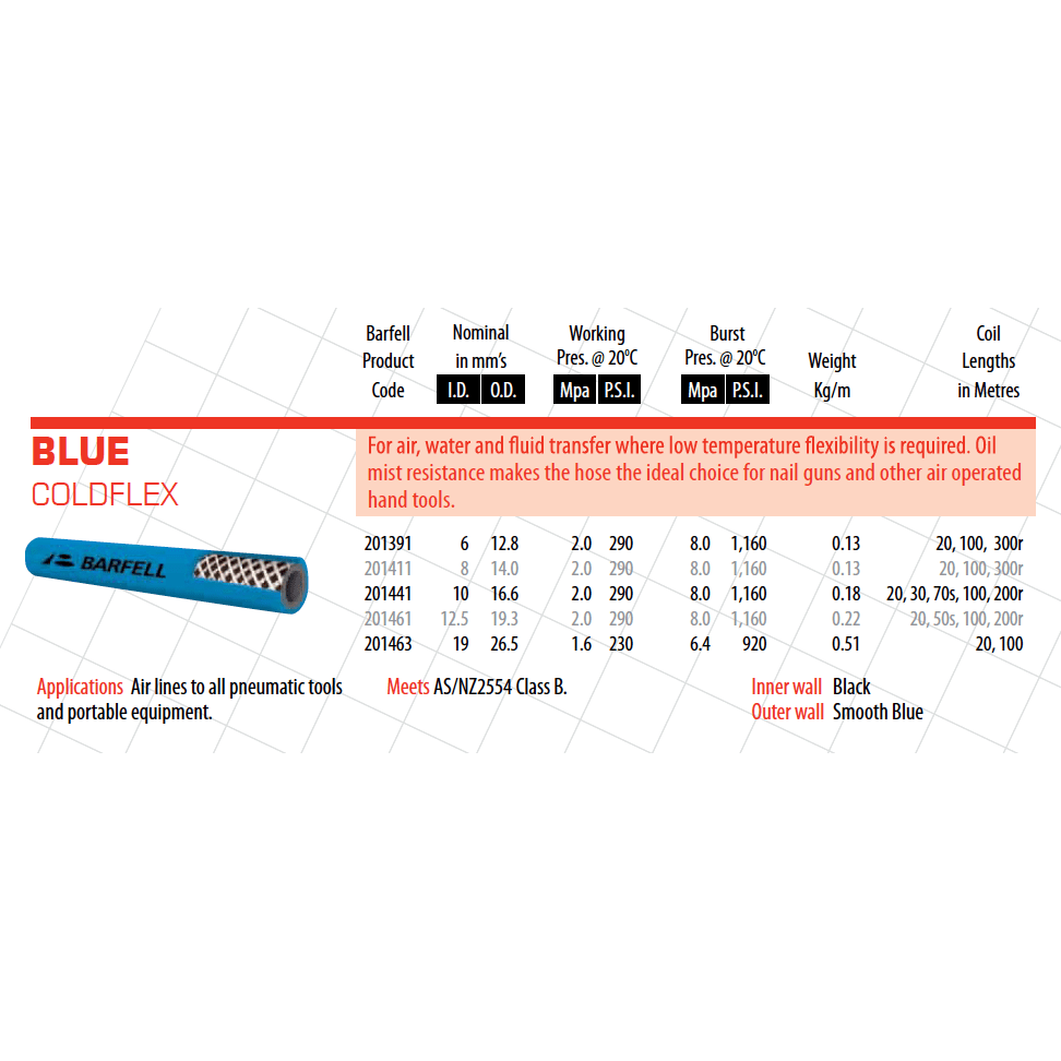 BARFELL Coldflex Air Water Zero Temp Hose - Hose Factory