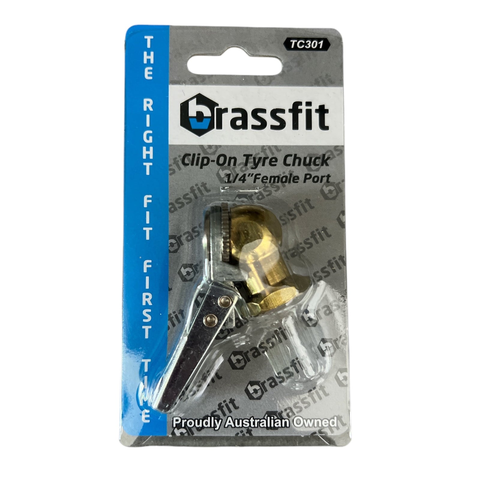 Brass Clip On Tyre Chuck Inflator 1/4" Female BSP - Hose Factory