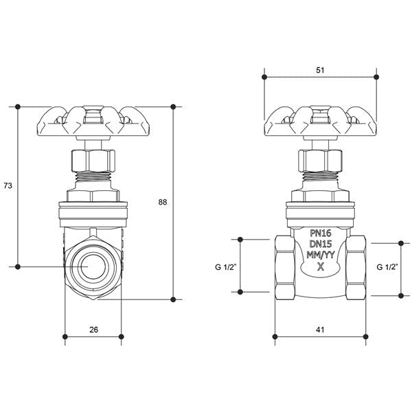 Brass Gate Valves Red - General Purpose - Hose Factory