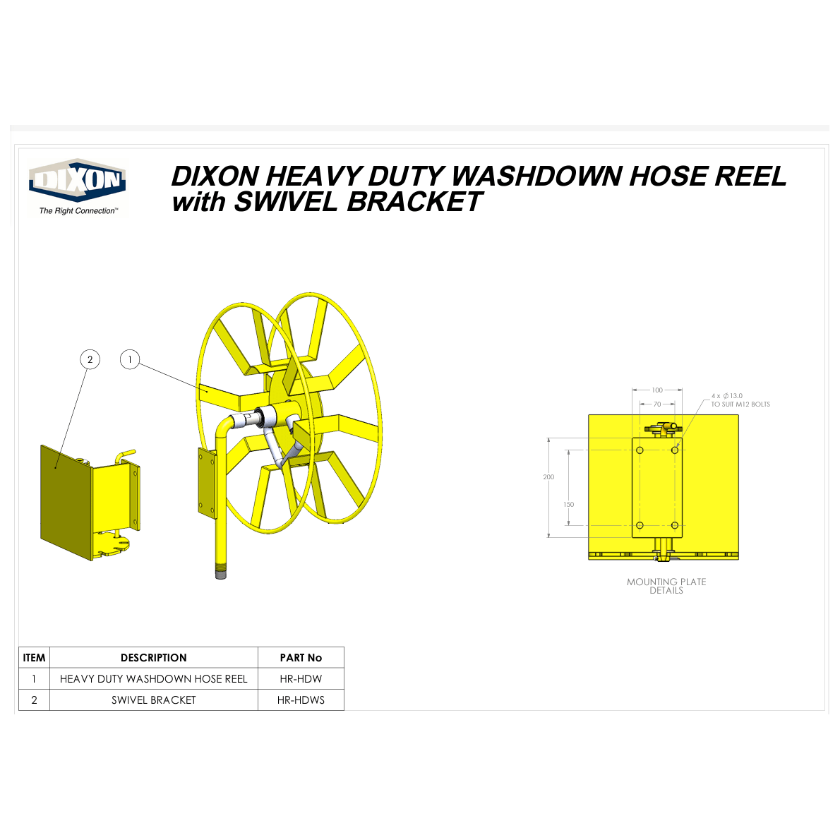 DIXON Heavy Duty Hose Reel 25mm Inlet & Outlet - Hose Factory