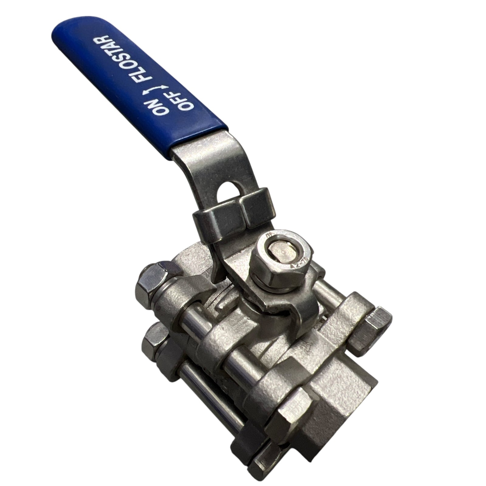 Flostar Ball Valve SS 3 Piece Full Bore with Locking Device BSP 1/2" Clearance - Hose Factory