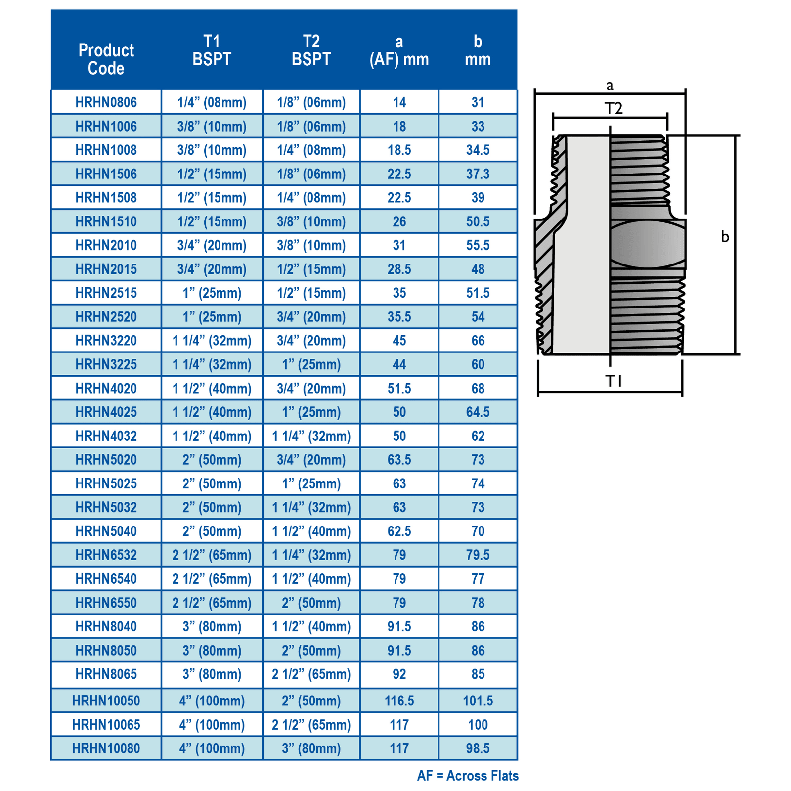 HANSEN Reducing Hex Nipple Male BSPT - Hose Factory