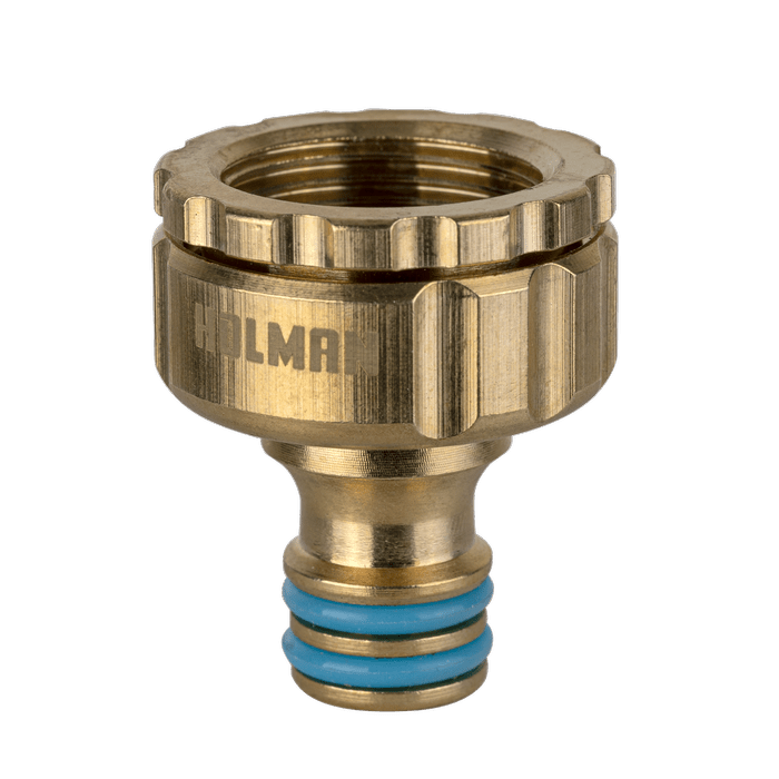 Holman Brass Tap Adaptor 12mm designed for 20/25mm BSP taps with Grip N Lock technology to prevent leaks.