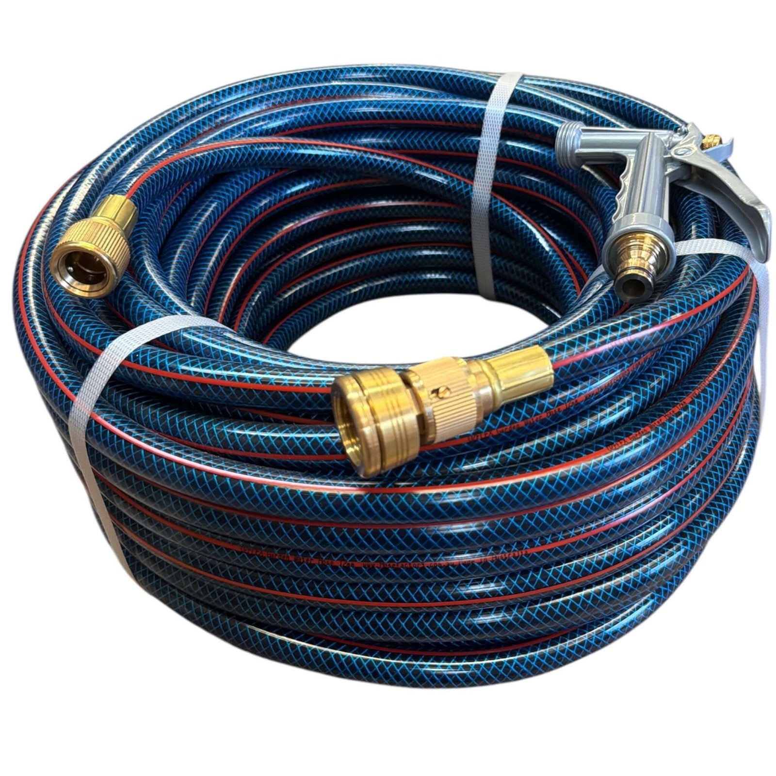 Ozflex Flexible Garden Hose Crimped Brass Fittings & Gun 12mm