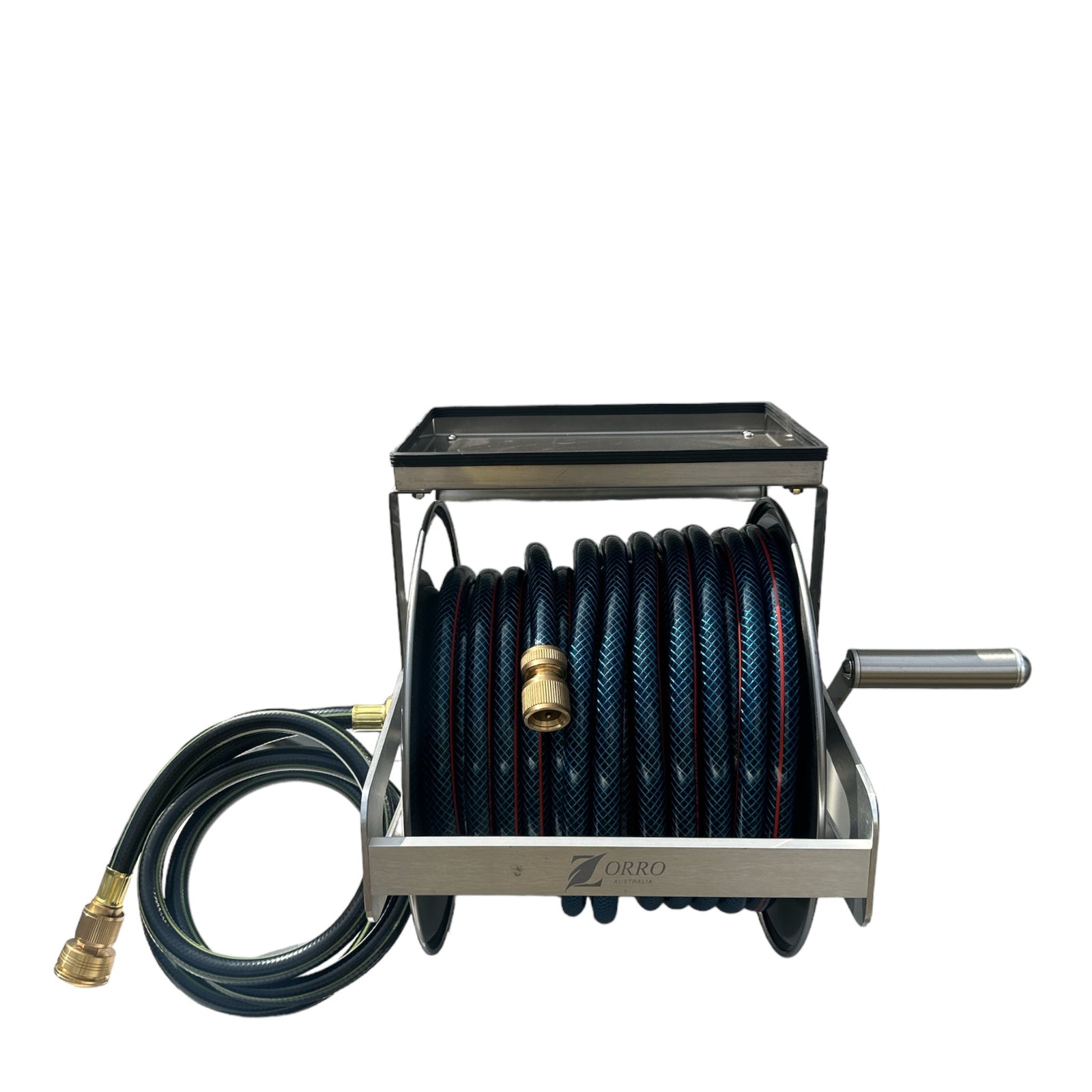 OZFLEX Garden Hose with ZORRO Mountable Ss Reel with Shelf Bundle 12mm - Hose Factory