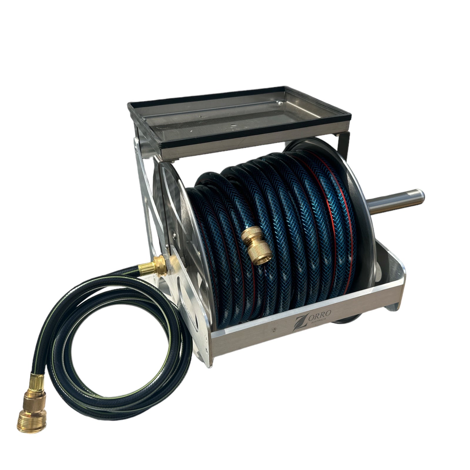 OZFLEX Garden Hose with ZORRO Mountable Ss Reel with Shelf Bundle 12mm - Hose Factory