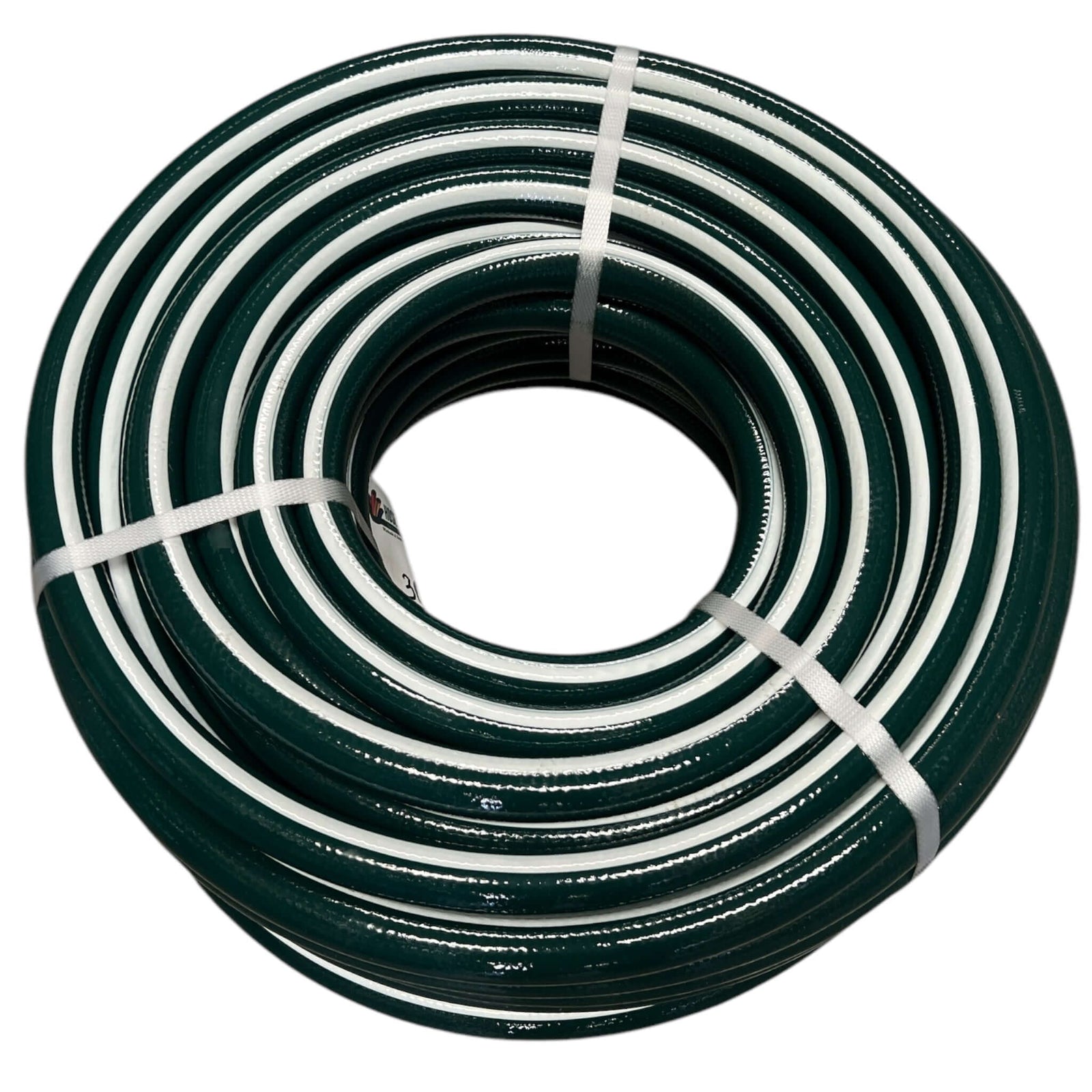 Premium Garden Hose 18mm Thick Braided UV Anti Kink Clearance rolled up in a circle ready for use.