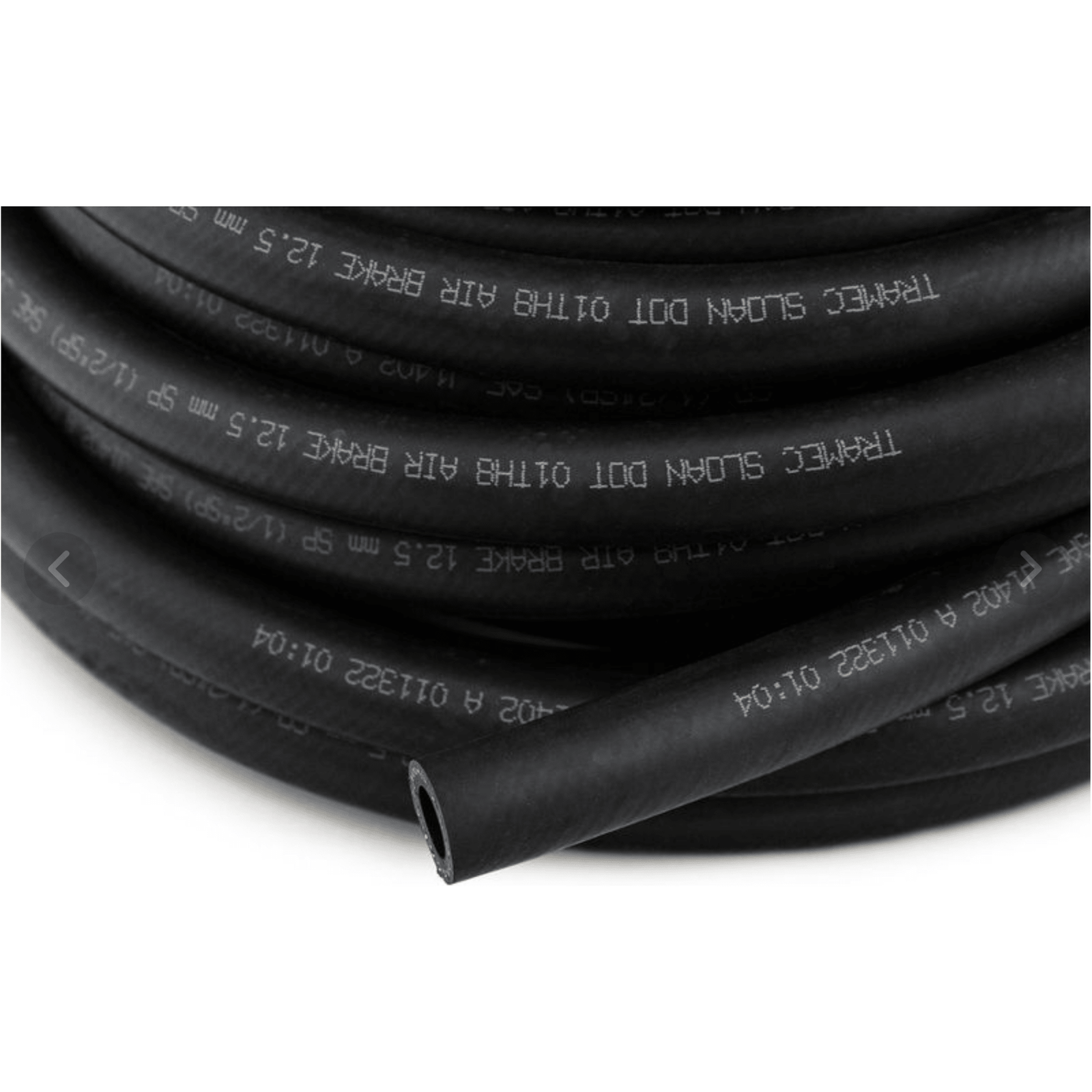TRAMEC SLOAN EPDM Rubber Air Brake Hot Water Hose 1/2" I.D. in coil showing details and markings.
