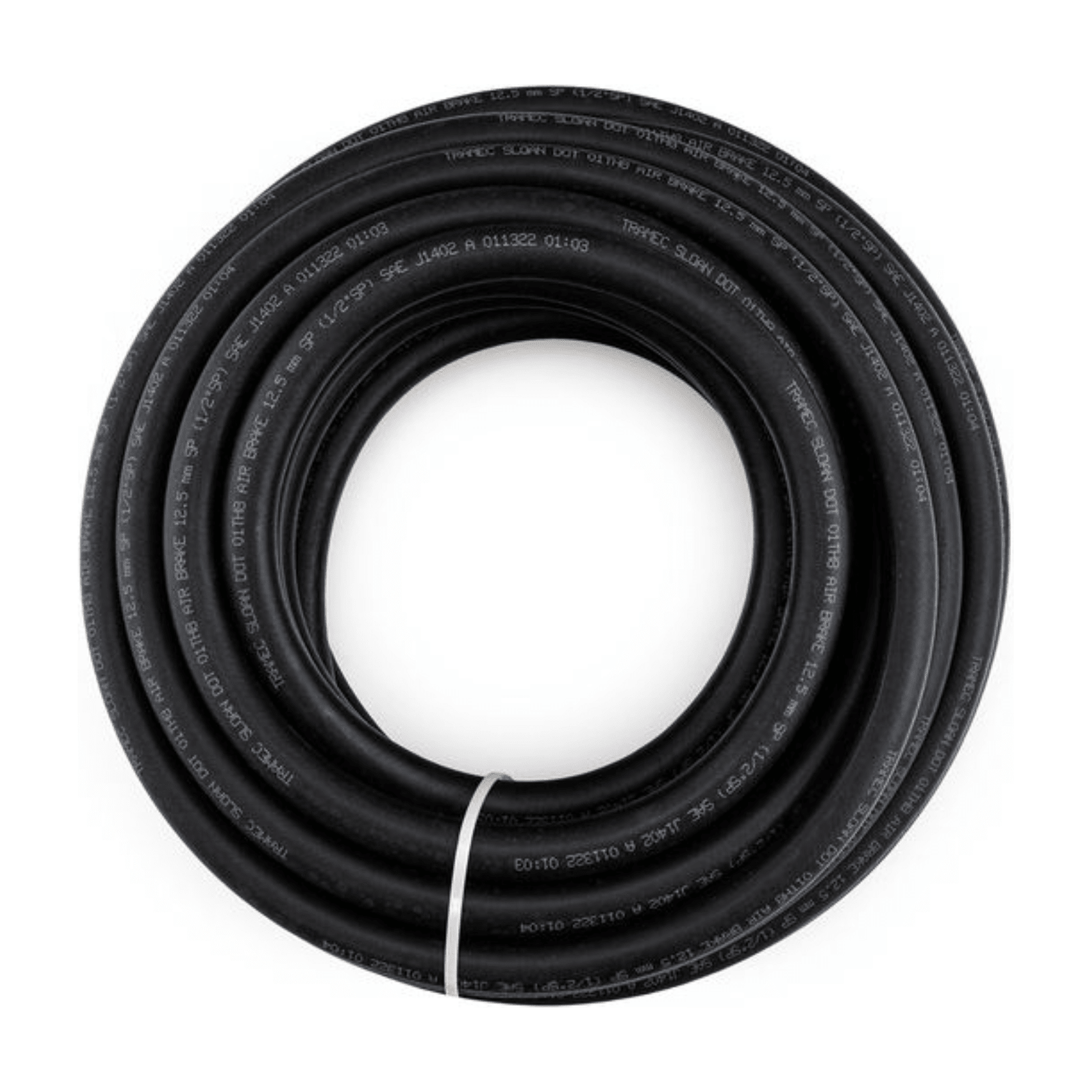 TRAMEC SLOAN EPDM Rubber Air Brake Hot Water Hose 1/2" I.D. coiled hose for pneumatic applications.