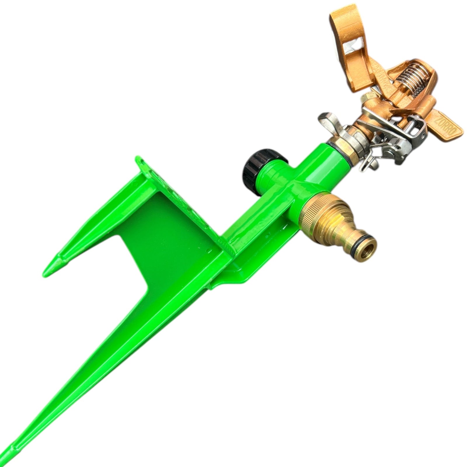 ZORRO Brass Impact Sprinkler with Heavy - Duty Step Spike - Hose Factory