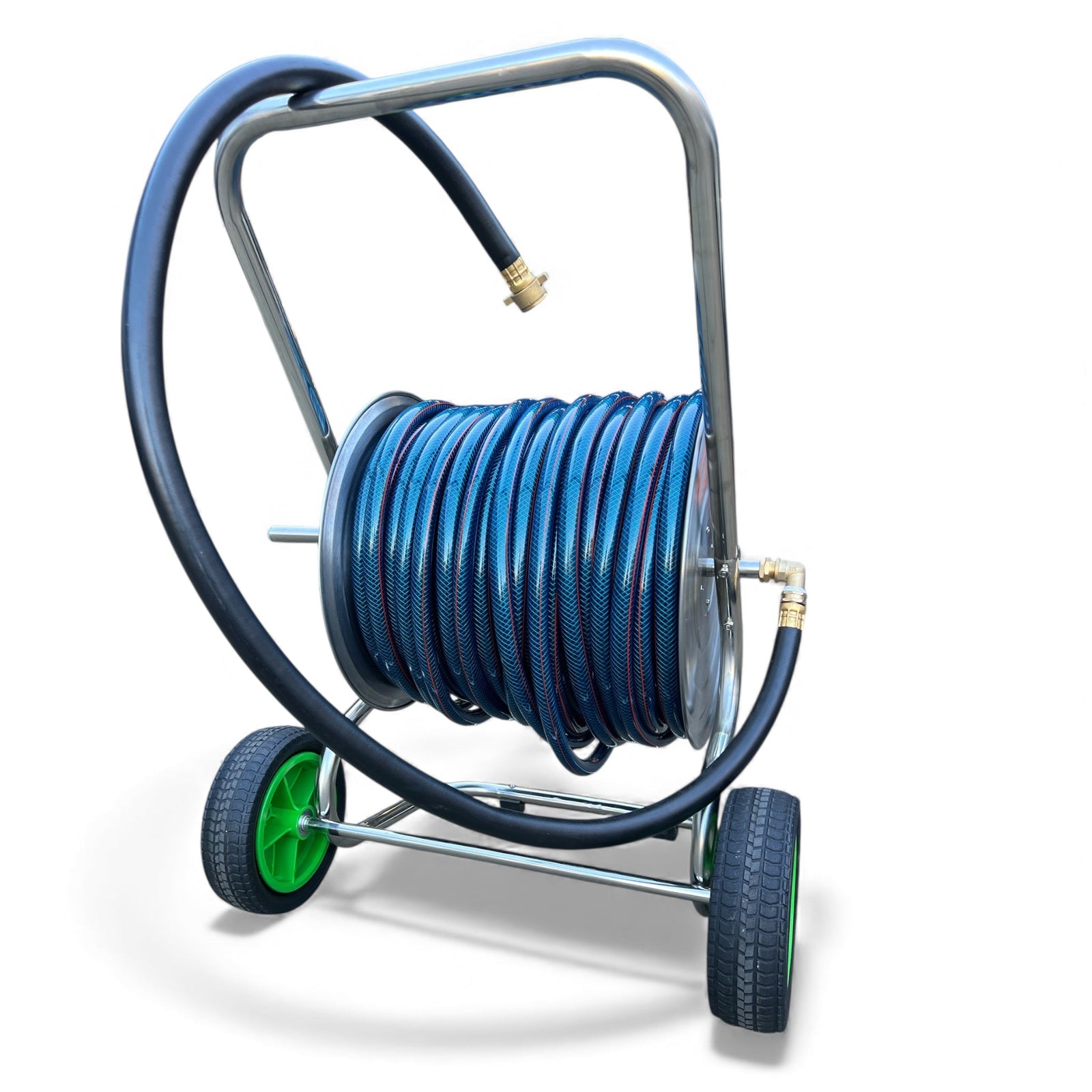 ZORRO Stainless Steel 2 Wheel Cart with Ozflex Hose & Brass Connector - Hose Factory