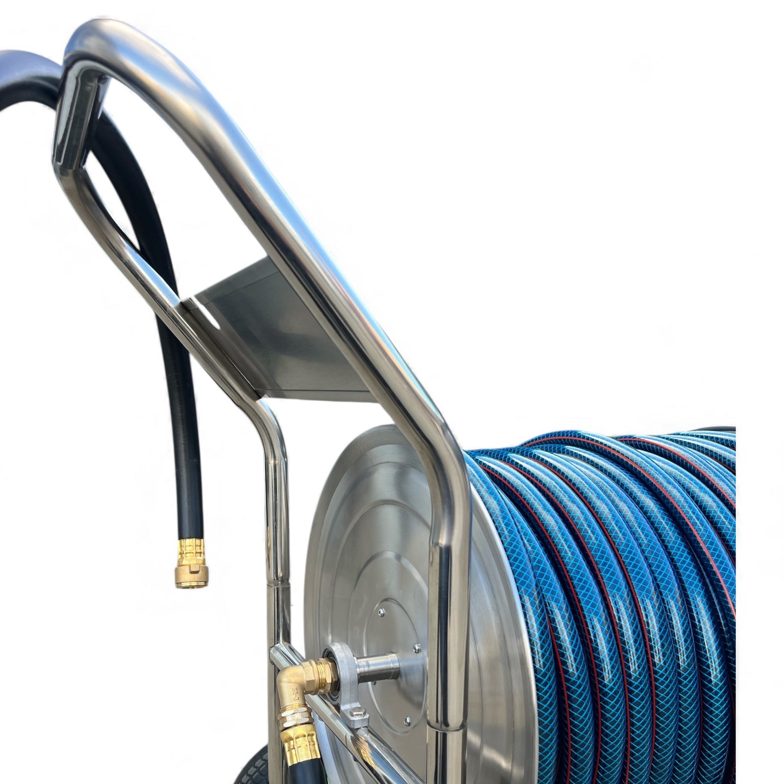 ZORRO Stainless Steel 4 Wheel Trolley with Ozflex Hose & Brass Connector - Hose Factory