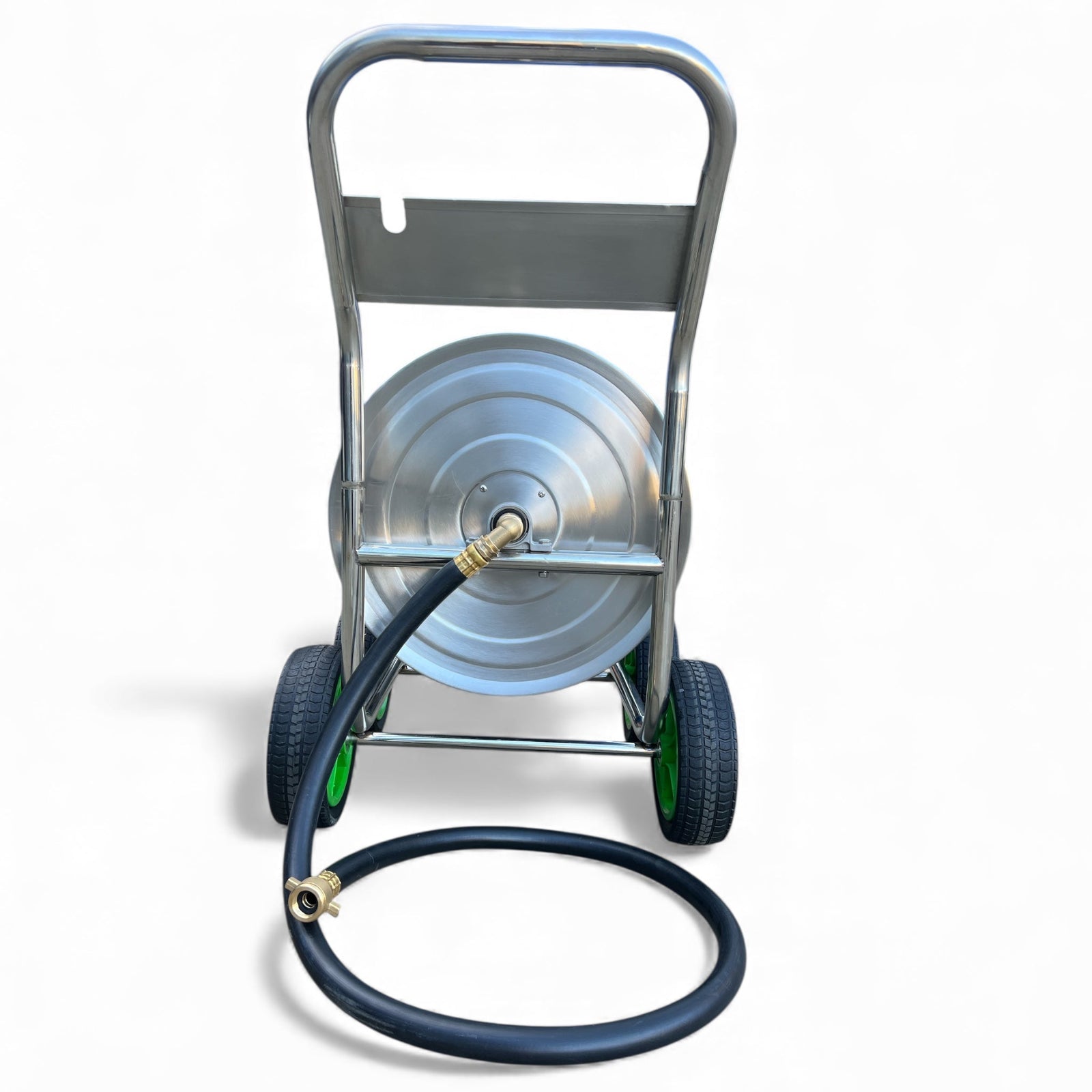 ZORRO Stainless Steel Trolley with Hi-Flex Multi-Purpose Hose showcasing the hose and trolley design.