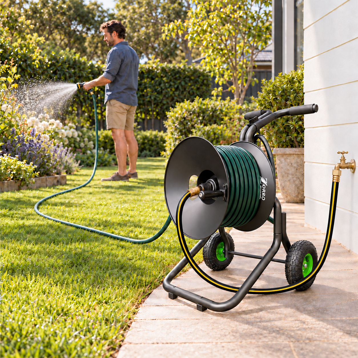 ZORRO Heavy Duty Steel 2-Wheel Steel Hose Reel Cart – Limited Edition
