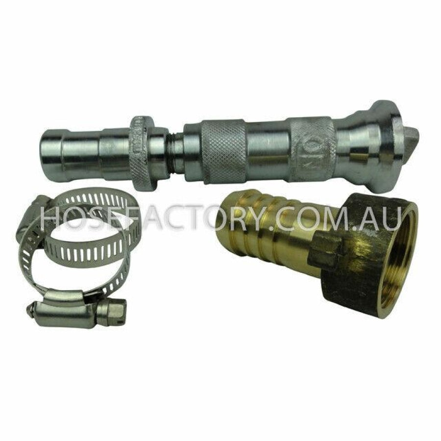 Heavy Duty Steel 1 - 25Mm Fire Nozzle Brass Nut Tail Tap Fitting Ssteel Clamps 18Mm Barb &