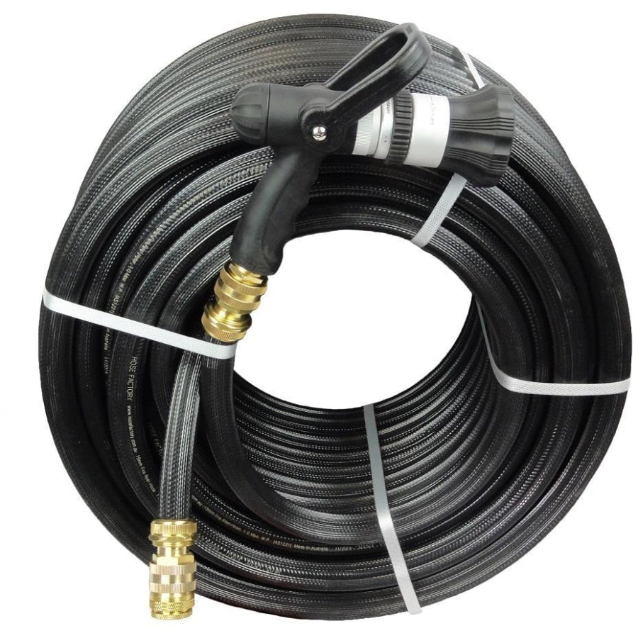 HOSE FACTORY 19mm Fire Reel Hose with Brass Fittings & Fire Nozzle with Lever 9/10 Kink-Free