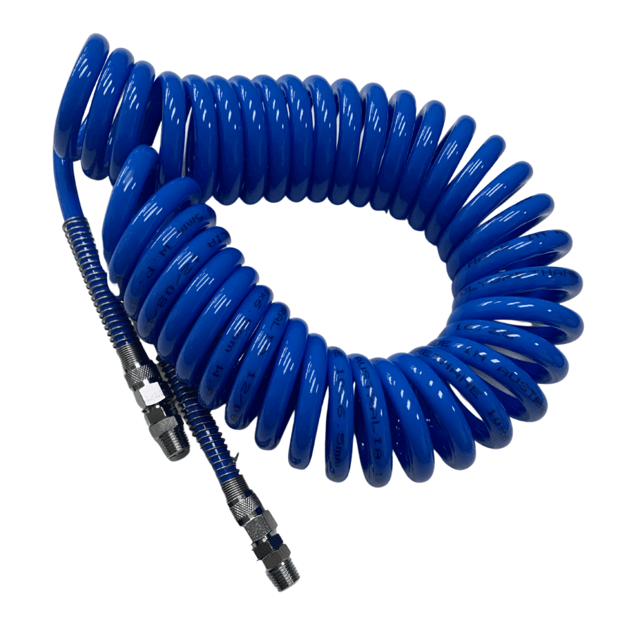 Air Recoil Hose 10mm O.D. Fitted with 1/4" BSB Swivel Fittings - Hose Factory