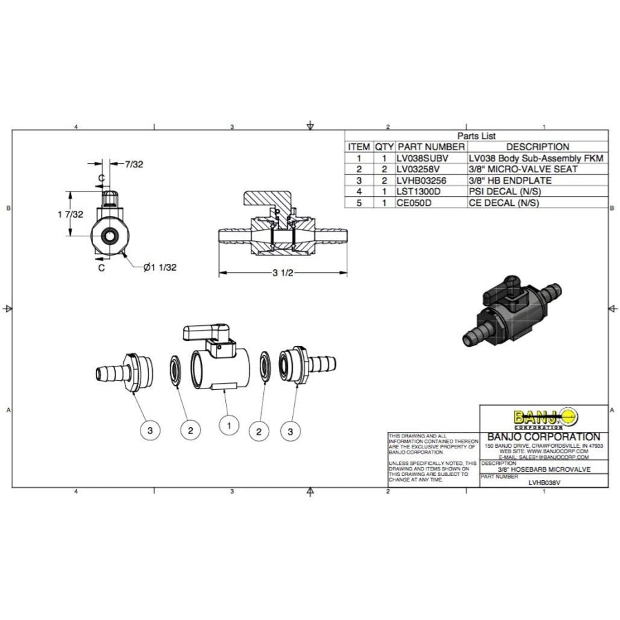 BANJO Standard 3/8" Hose Barb Micro Valve - Hose Factory