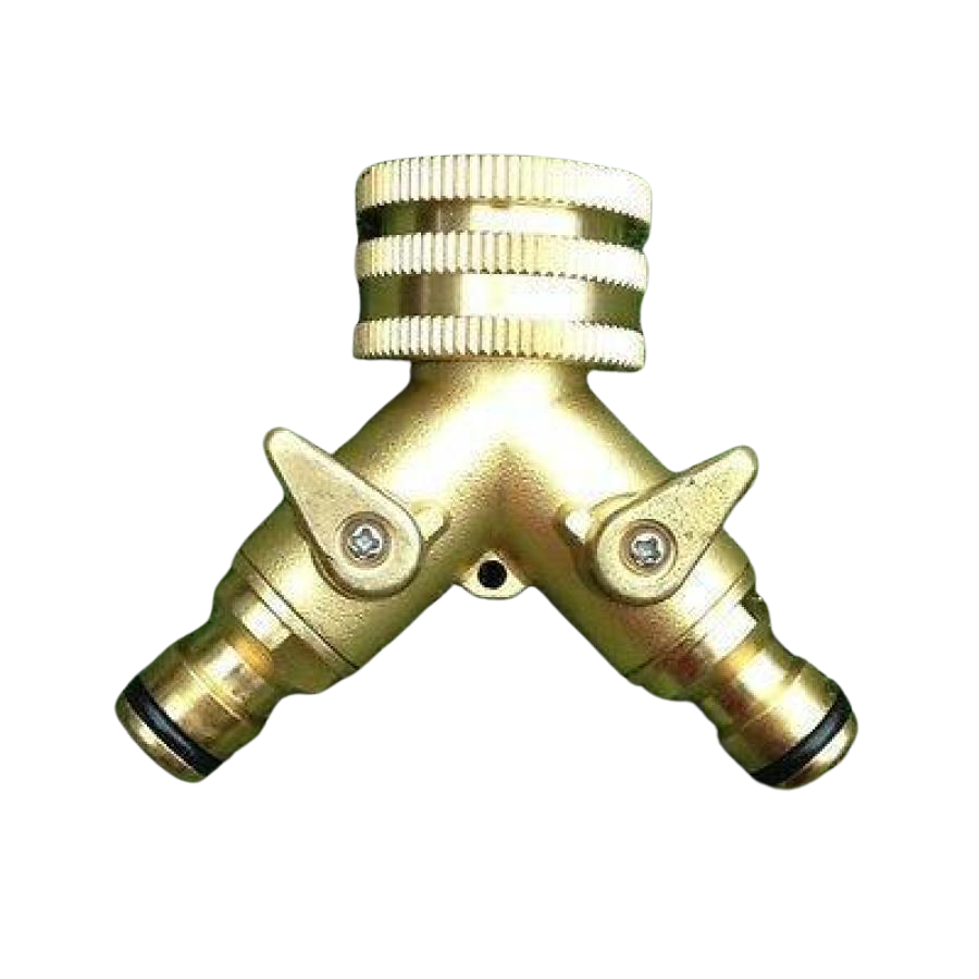 Brass Dual Tap Outlet With Shut Off Valves 12Mm Fittings
