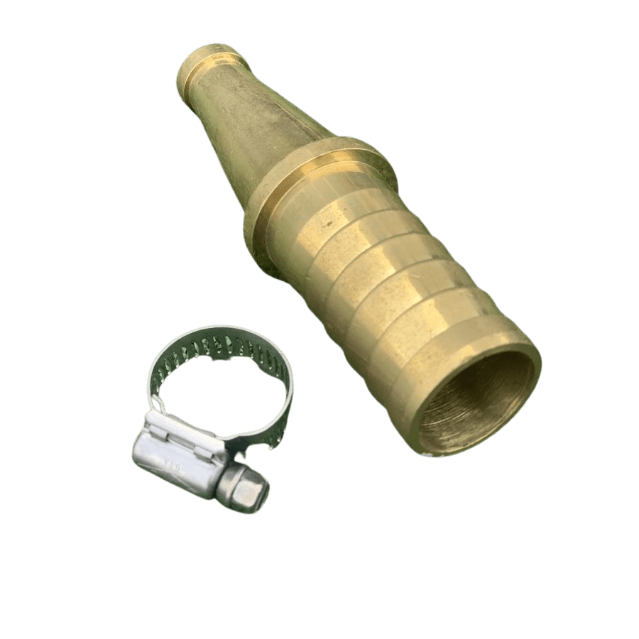 Brass Jet Fire Fighting Nozzle with Barb & SS Clamp - Hose Factory
