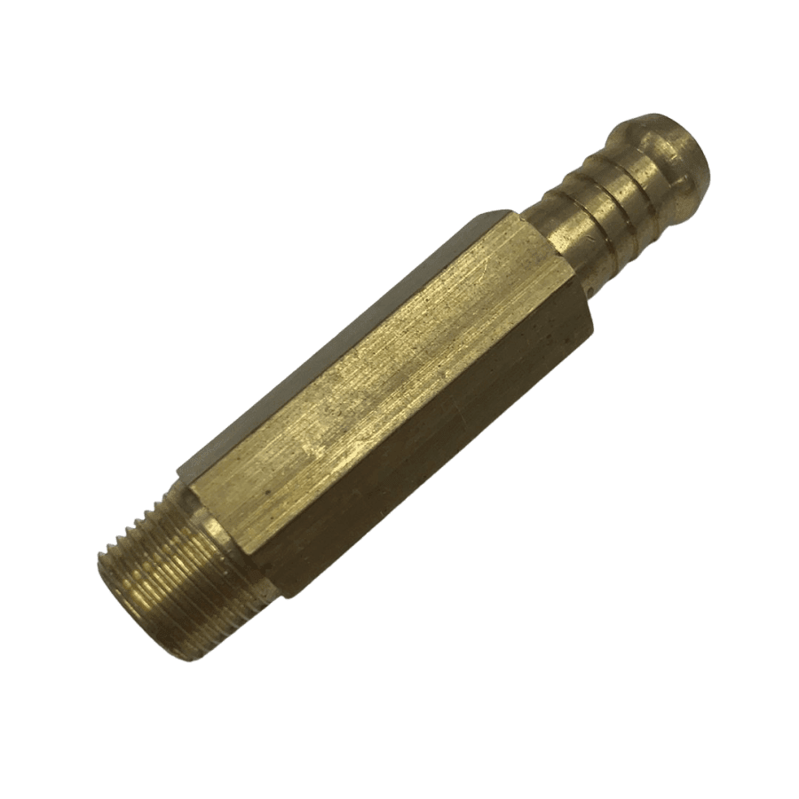 Brass Long 3" Long Hex Nipple 3/8" BSP to 1/2" Barb - Hose Factory