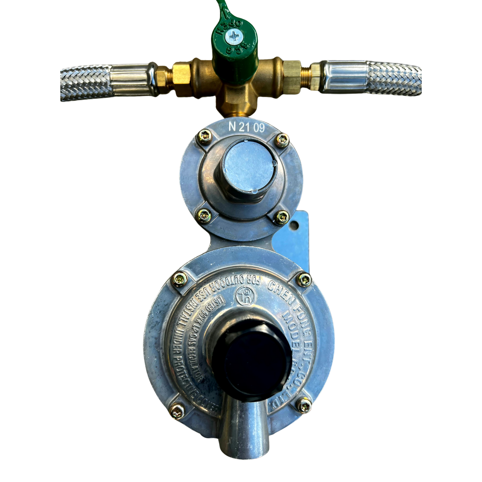 Dual Stainless Steel Gas Hose Kit Regulator Valve QCC Coupling UNF Thread