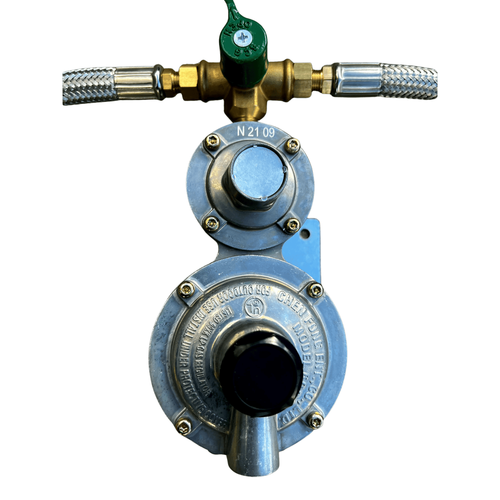 Dual Stainless Steel Gas Hose Kit Regulator Valve QCC Coupling UNF Thread - Hose Factory