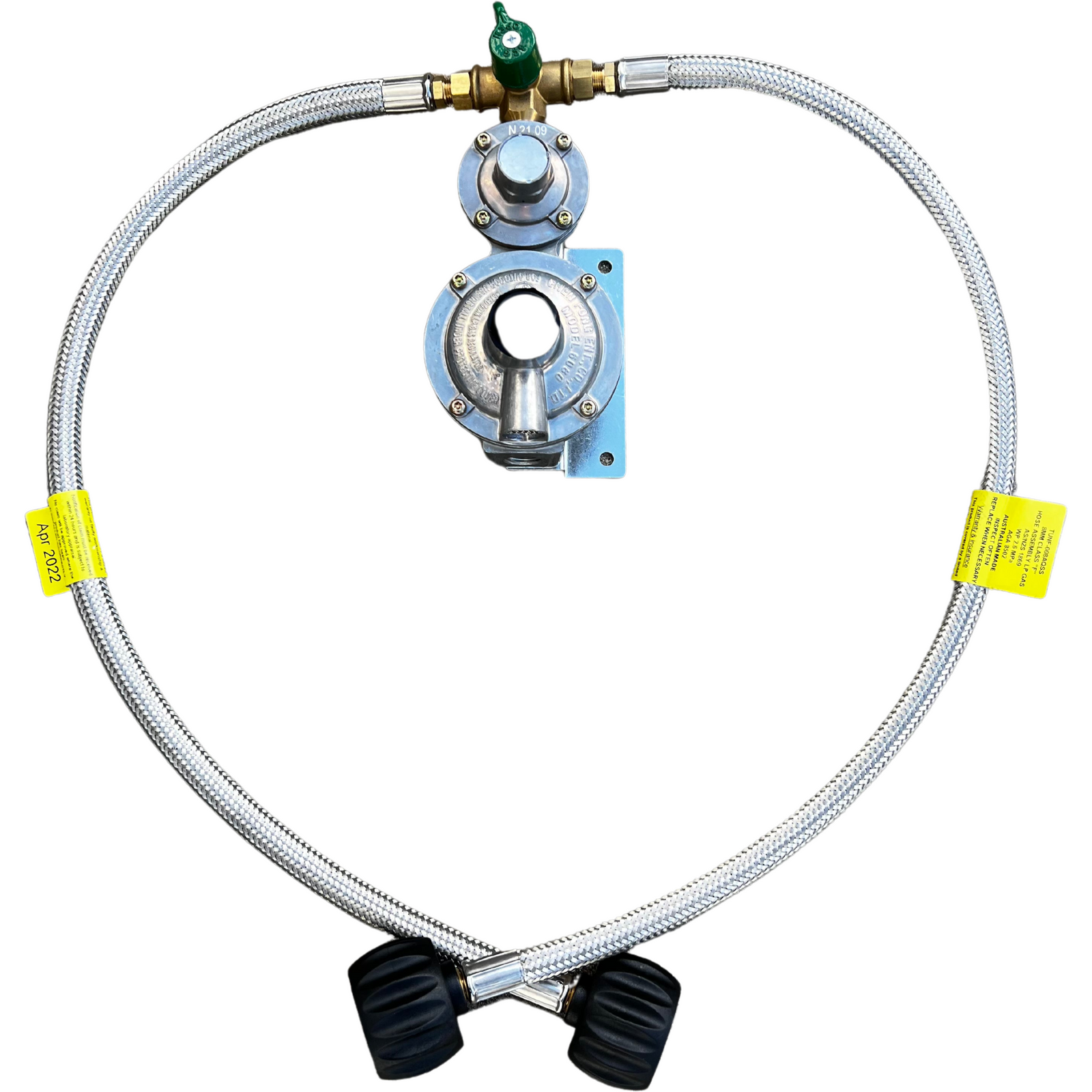 Dual Stainless Steel Gas Hose Kit Regulator Valve QCC Coupling UNF Thread