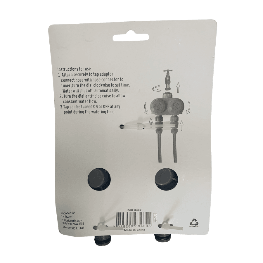 Earthcore 2 Hour Dual Tap Timer 1/2 Home & Garden:yard Garden Outdoor Living:watering