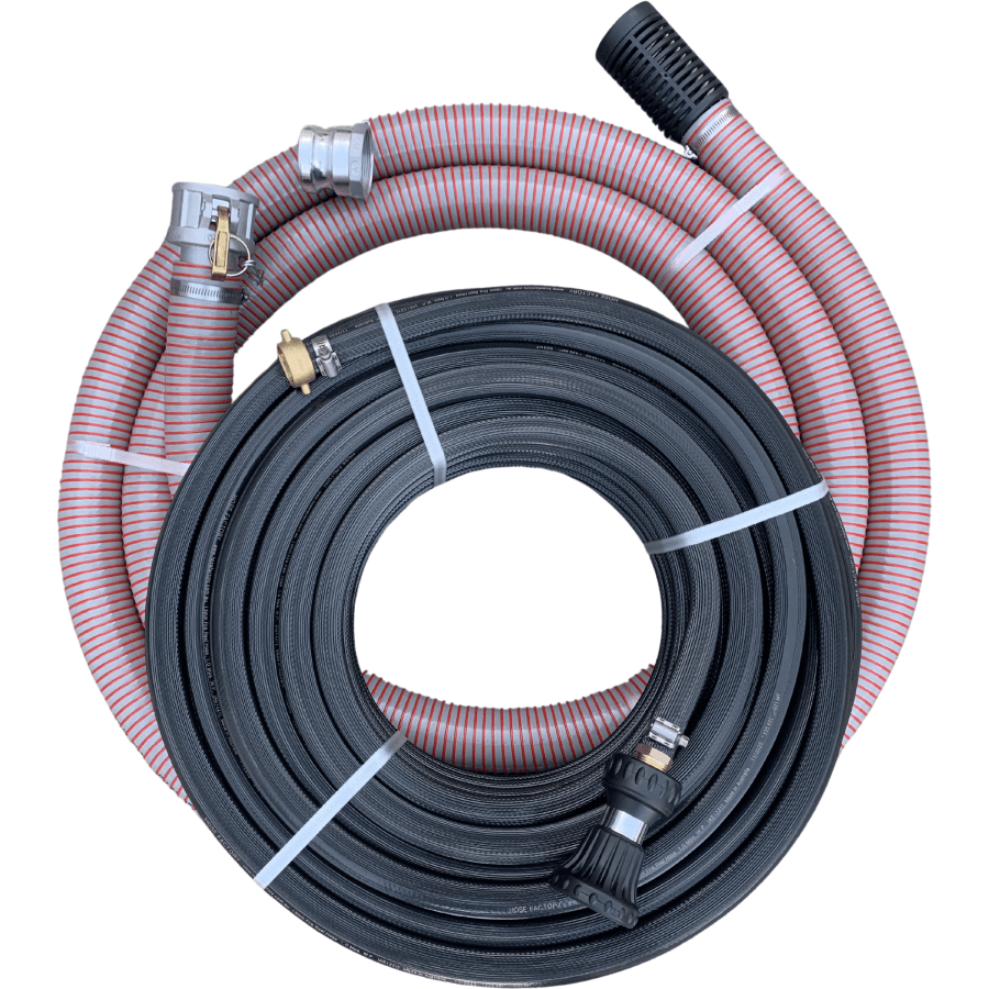 Hose Factory Fire Fighting Water Pump Kit 38Mm Suction & 19Mm 20Mt / 6Mt Hoses