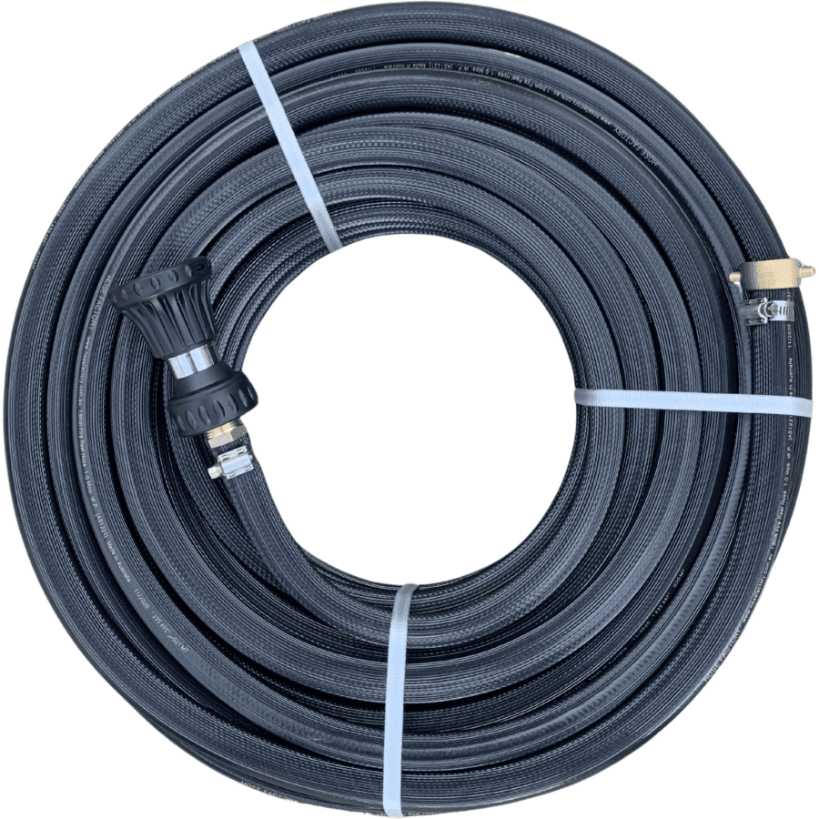 HOSE FACTORY Fire Hose with Brass Nut & Tail and Zorro Fire Nozzle 25mm - Hose Factory