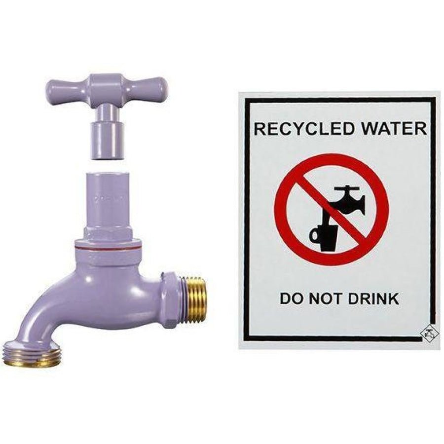Hose Tap Recycled Water Kit Lilac 15mm Male Inlet - Hose Factory