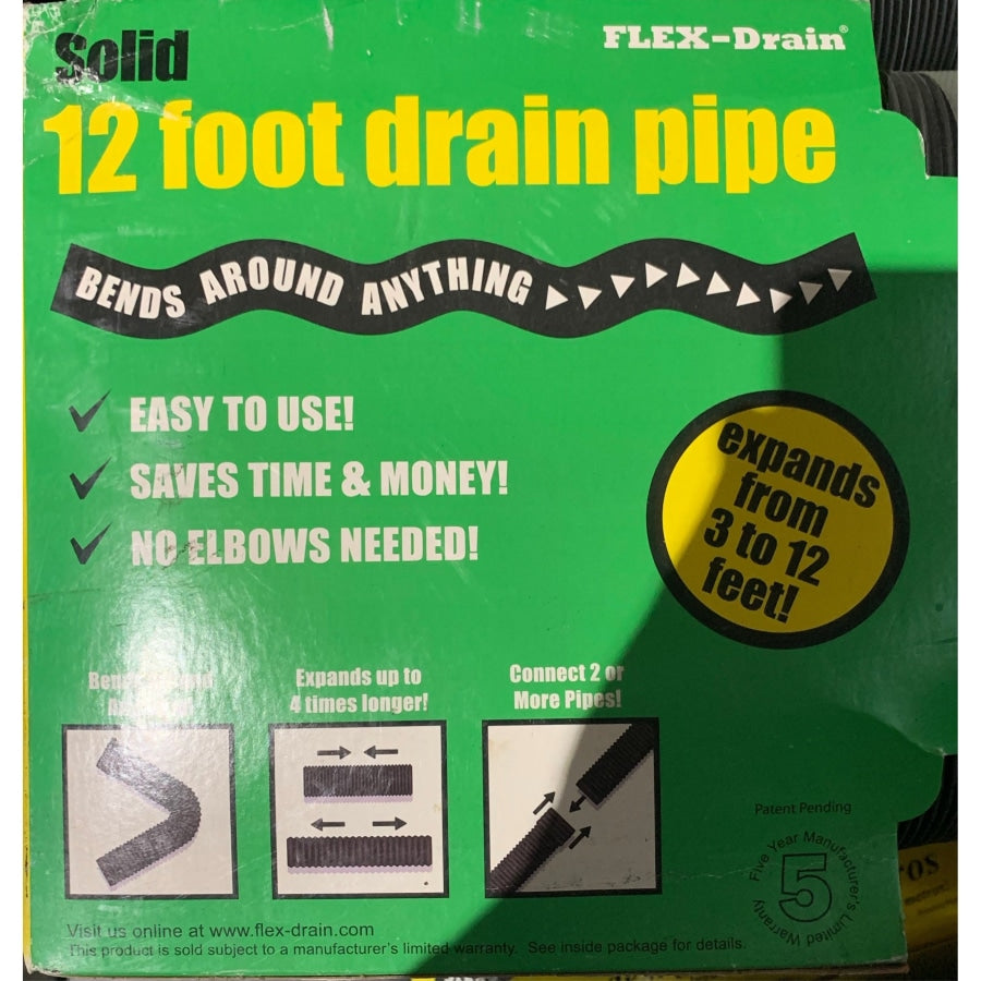 Flex-Drain Pipe 4 In X 12 Foot Corrugated Drain Clearance Sale Hoses