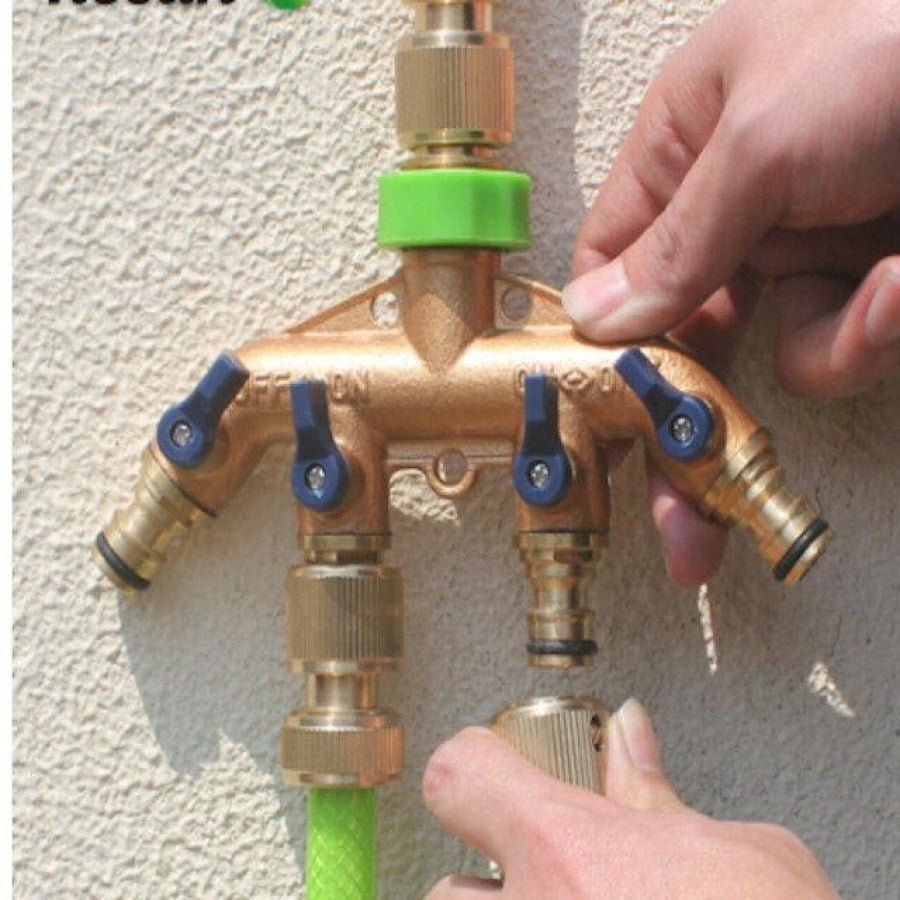 Zorro 4 Way Brass Tap with 12MM / 1/2" Snap on male Connection - Hose Factory