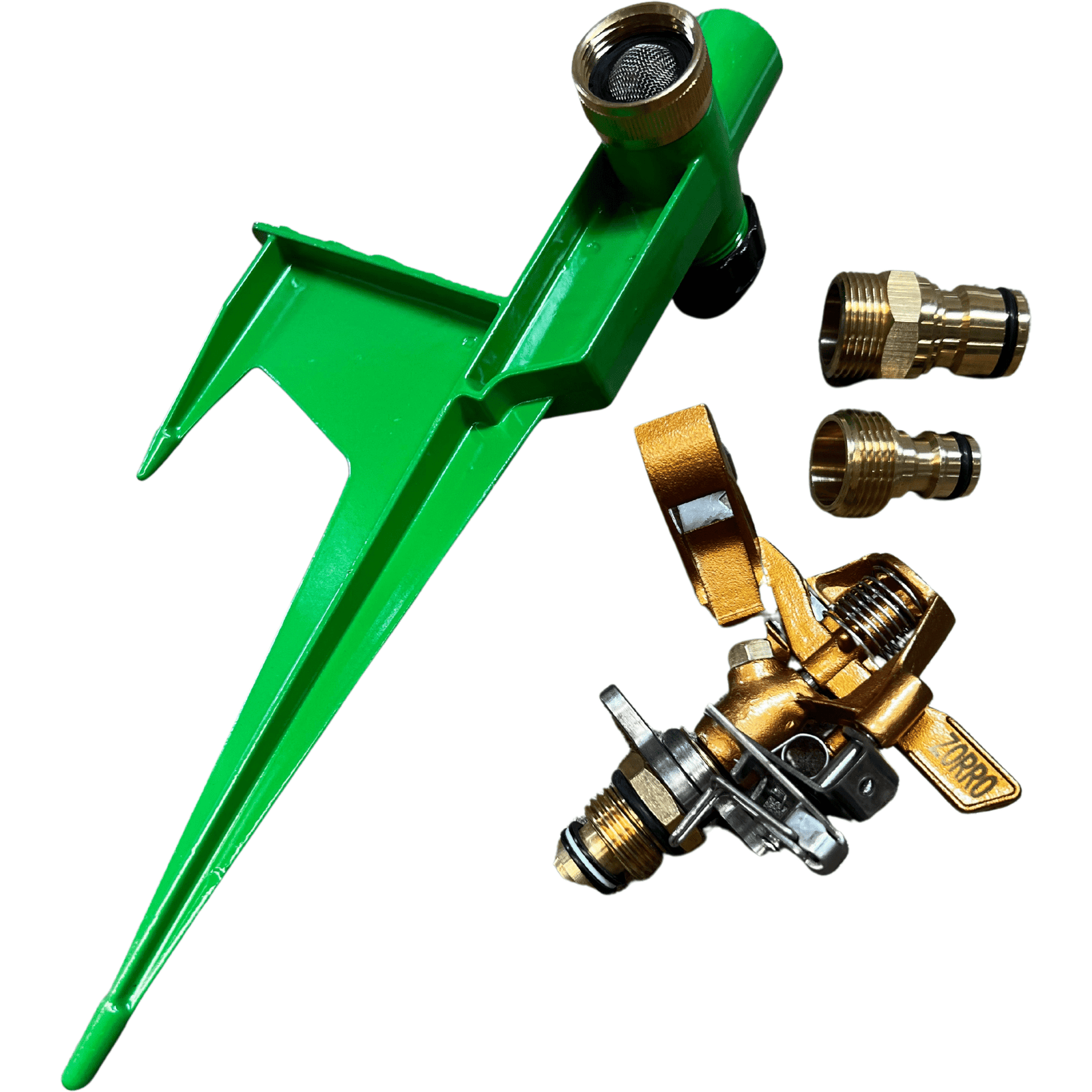 ZORRO Brass Impact Sprinkler with Heavy - Duty Step Spike - Hose Factory