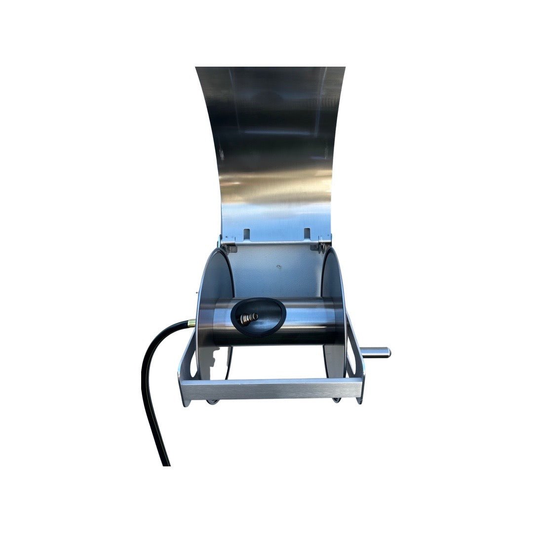 ZORRO Compact Stainless Steel Mountable Reel with Lid & Extension Hose - Hose Factory
