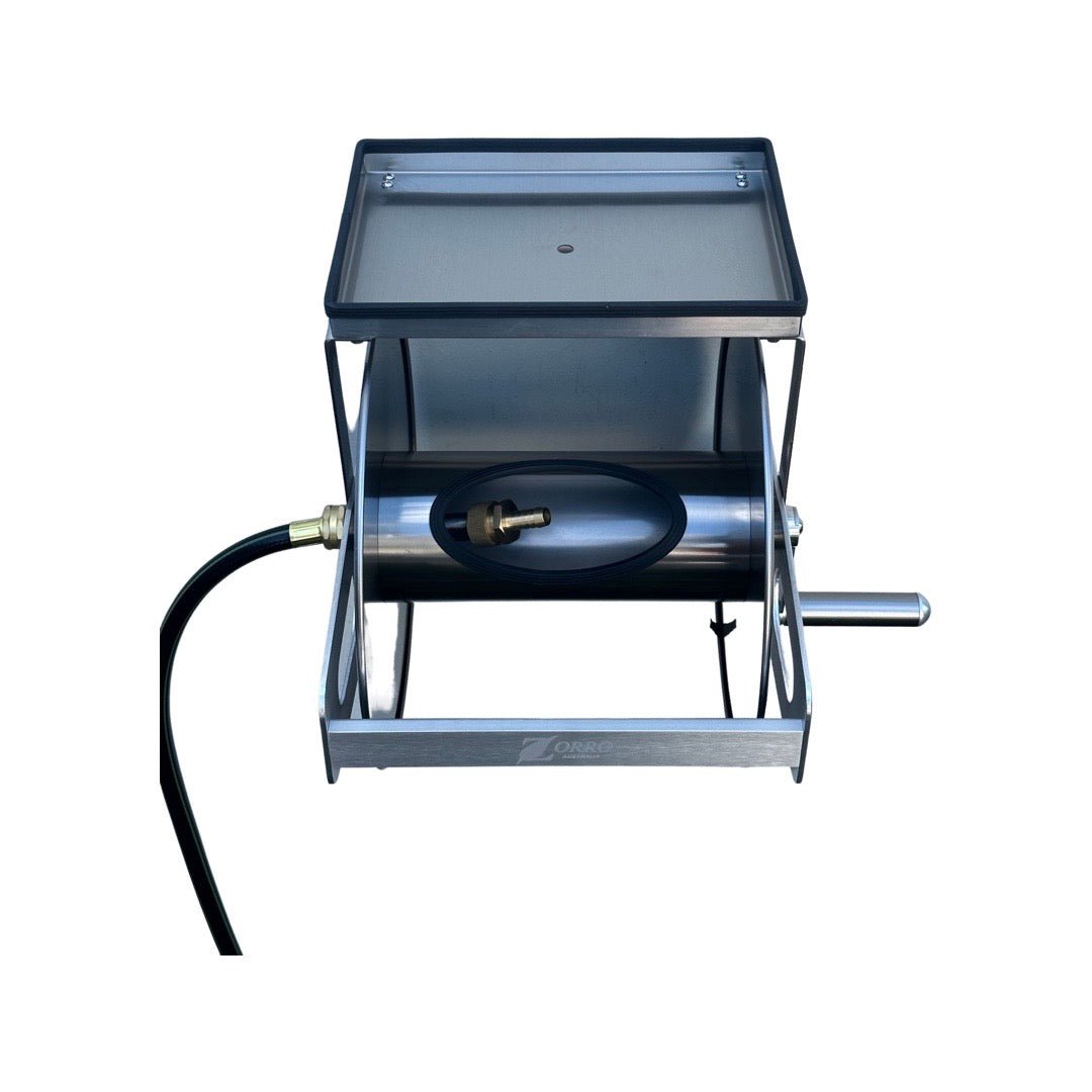 ZORRO Compact Stainless Steel Mountable Reel with Shelf & Extension Hose - Hose Factory