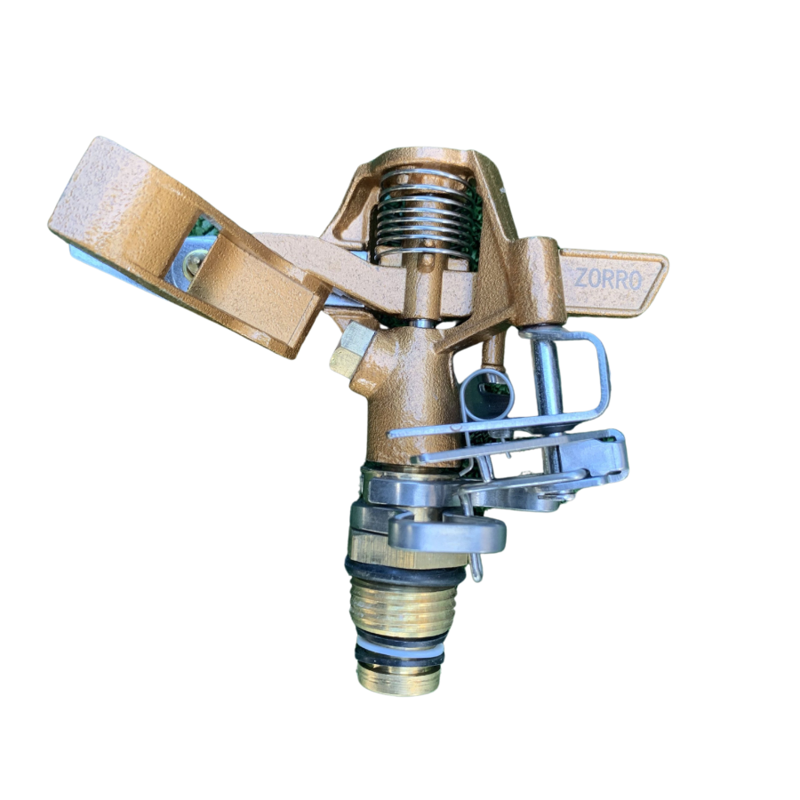 Zorro Impulse Brass Rotating Sprinkler with Heavy Duty Metal Base - Hose Factory