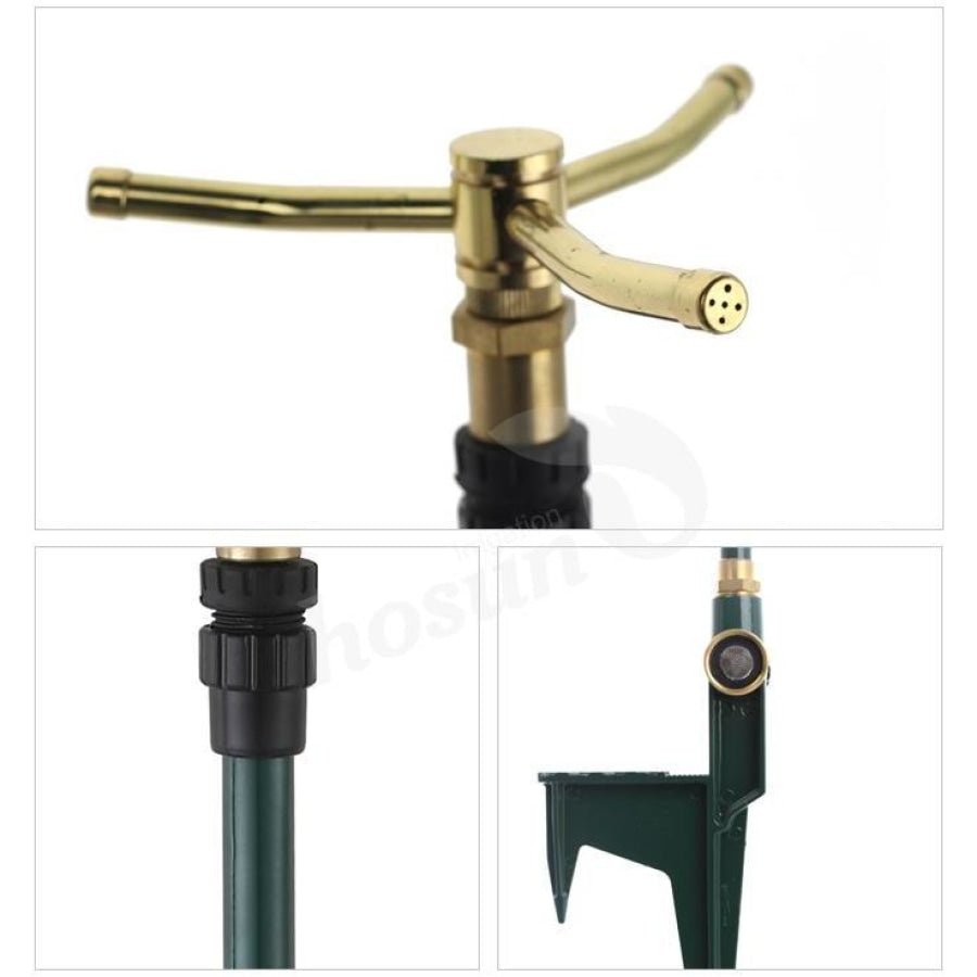 ZORRO Telescoping High Rise Brass 3 - Arm Rotary Sprinkler Step Spike 12mm - Hose Factory