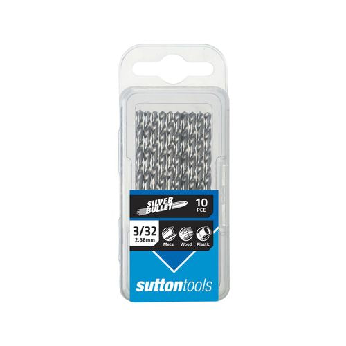 Sutton Tools 3/32&quot; Silver Bullet Jobber Drill Bit - 10 Pack D1040238