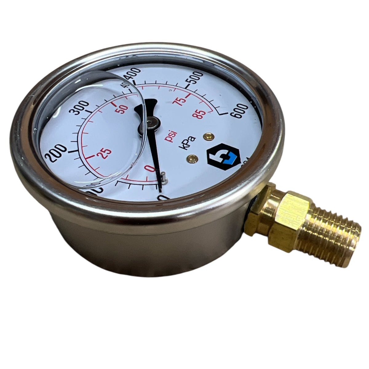 63mm Water Presure Gauge 0-600KPA Boshart Glycerin Steel Case - Hose Factory